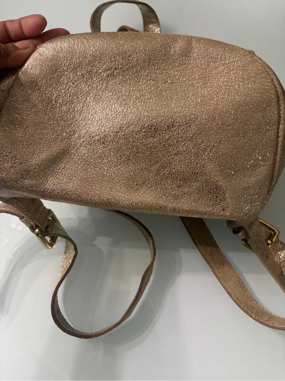 BESHA Argentinean Metallic Gold Leather Tote Bag